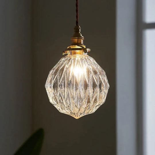 Industrial Single Pendant Light With Clear Glass Globe For Restaurant Ceiling