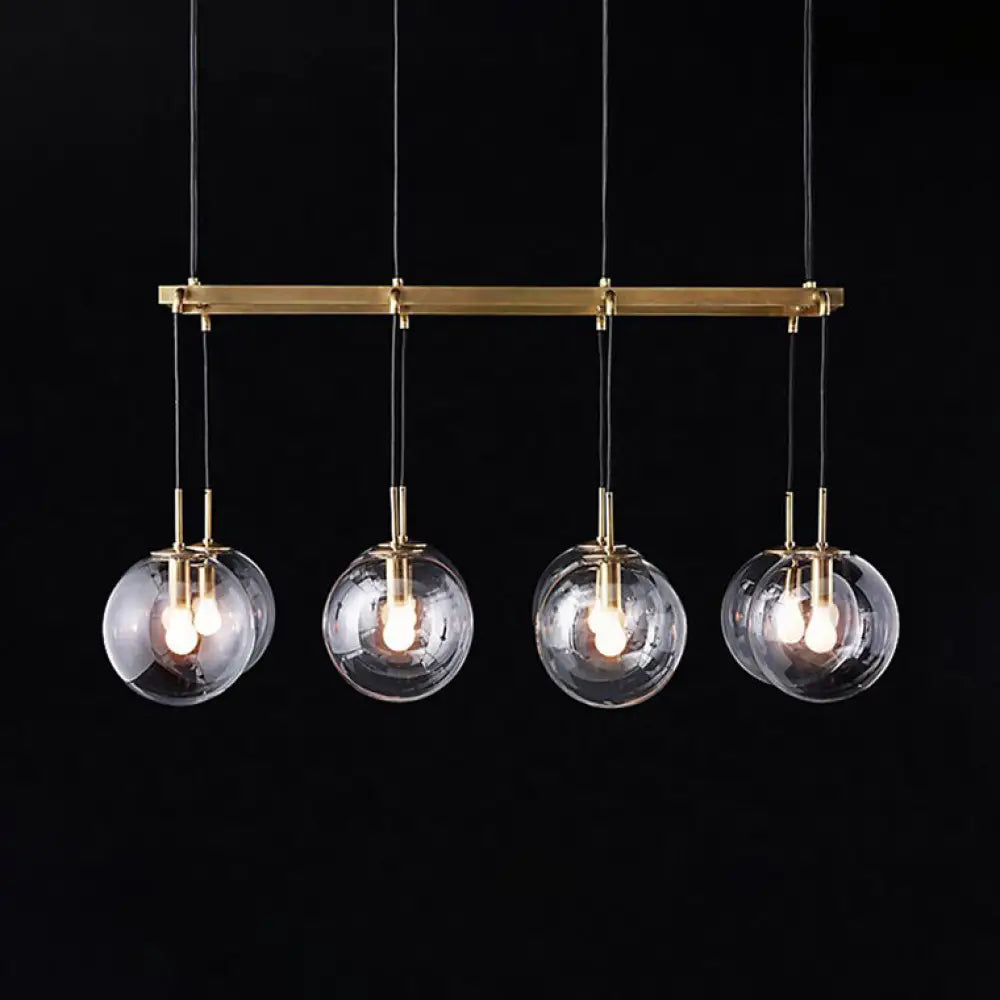 Industrial Smoke Glass Island Lighting 6/8/10-Light Nickel/Bronze Led Pendant Fixture 8 / Bronze