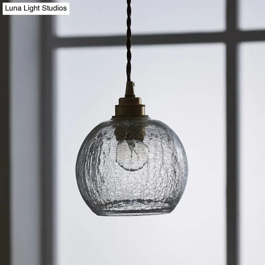 Industrial Sphere Ceiling Light Single Clear Glass Hanging Pendant For Living Room