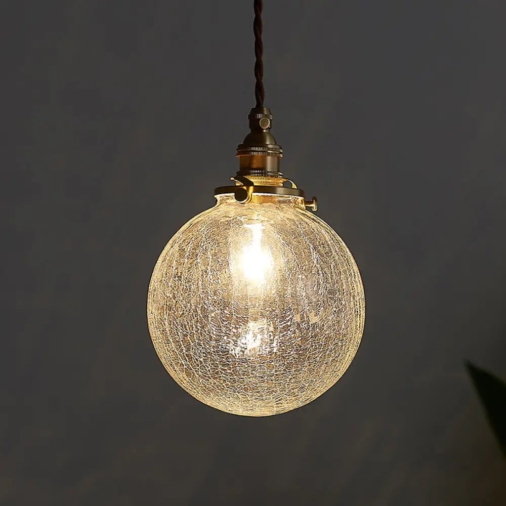 Industrial Sphere Ceiling Light Single Clear Glass Hanging Pendant For Living Room / C