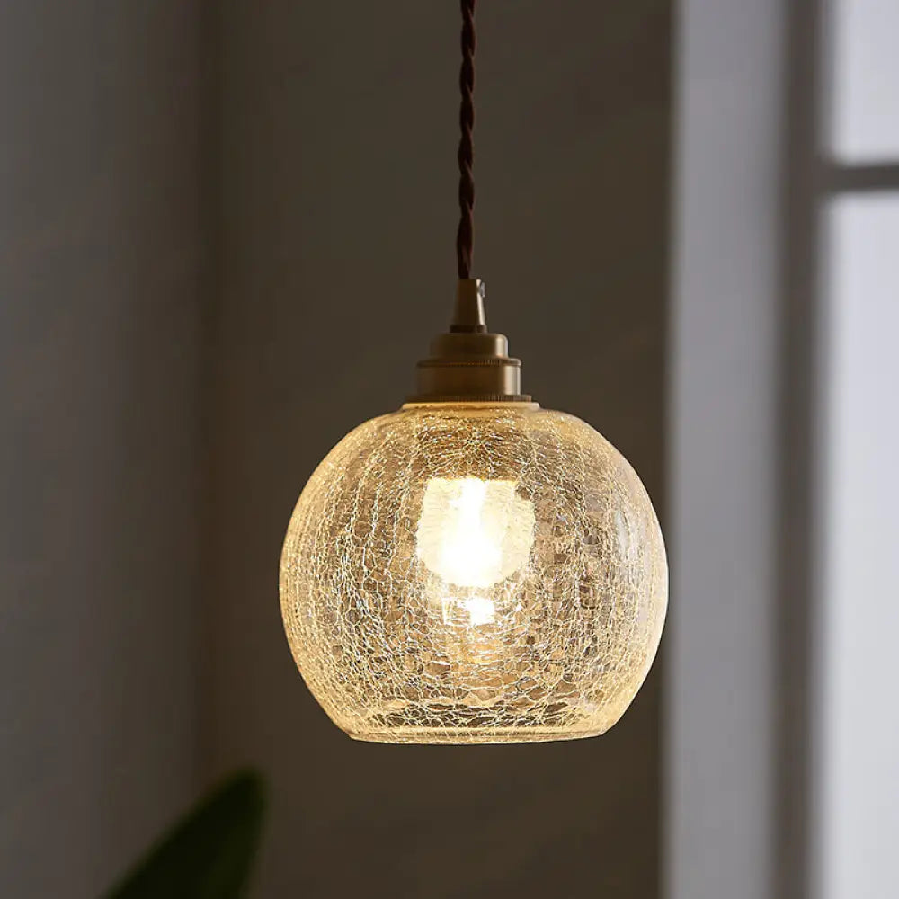 Industrial Sphere Ceiling Light Single Clear Glass Hanging Pendant For Living Room / D