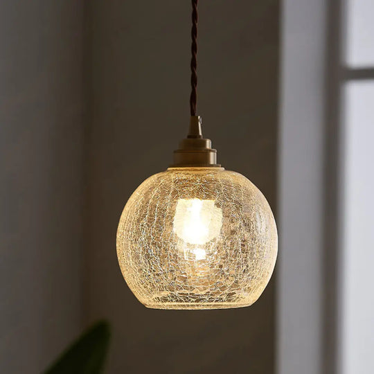 Industrial Sphere Ceiling Light Single Clear Glass Hanging Pendant For Living Room / D