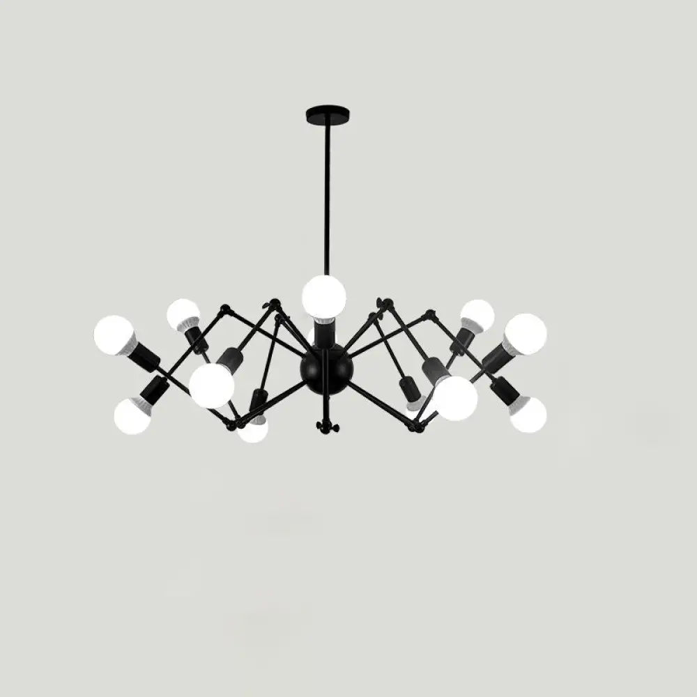 Industrial Spider Chandelier With Open Bulb Design For Clothing Shops 12 / Black