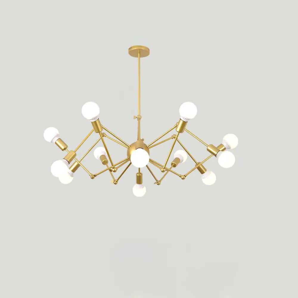 Industrial Spider Chandelier With Open Bulb Design For Clothing Shops 12 / Gold
