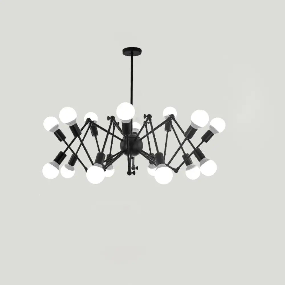 Industrial Spider Chandelier With Open Bulb Design For Clothing Shops 16 / Black