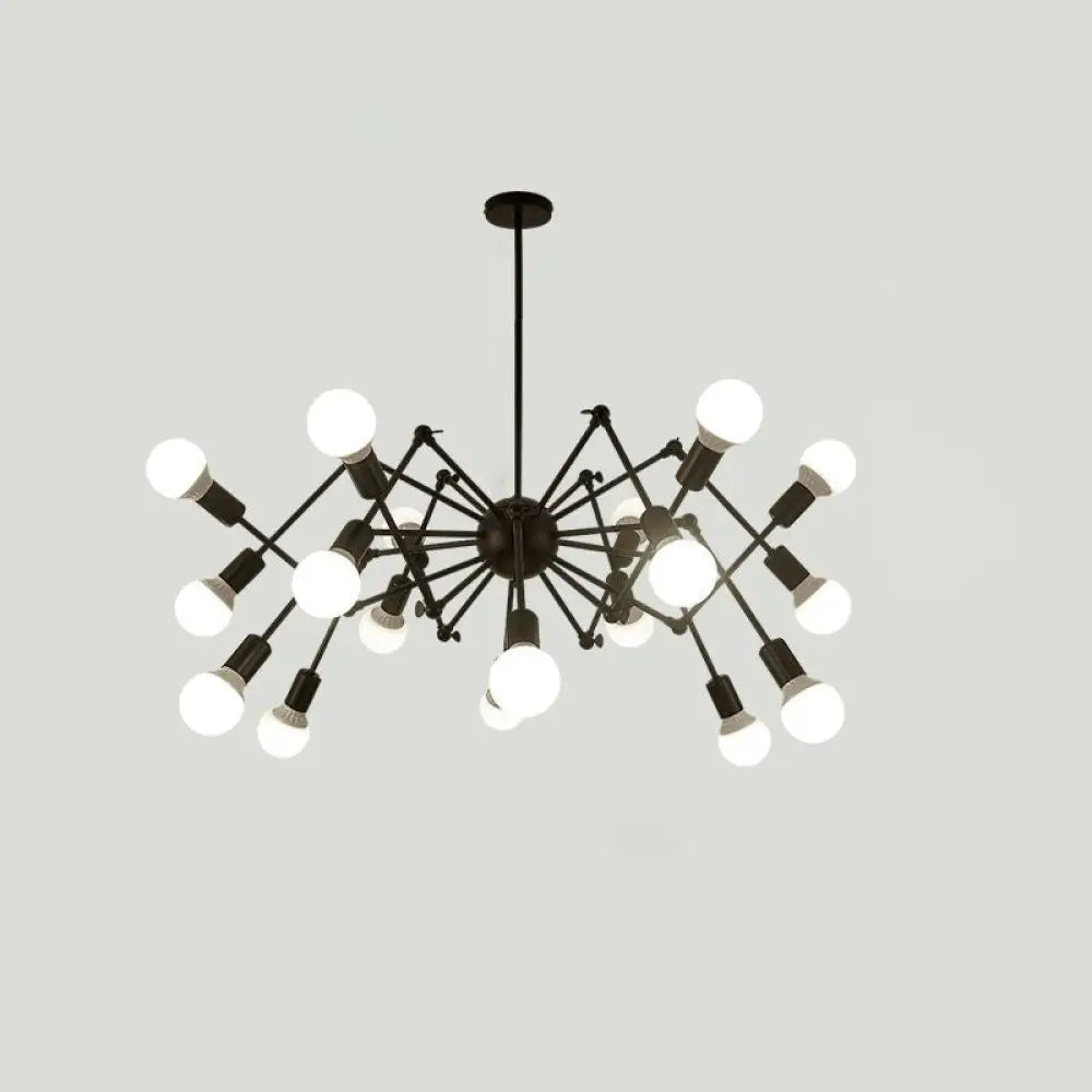 Industrial Spider Chandelier With Open Bulb Design For Clothing Shops 20 / Black