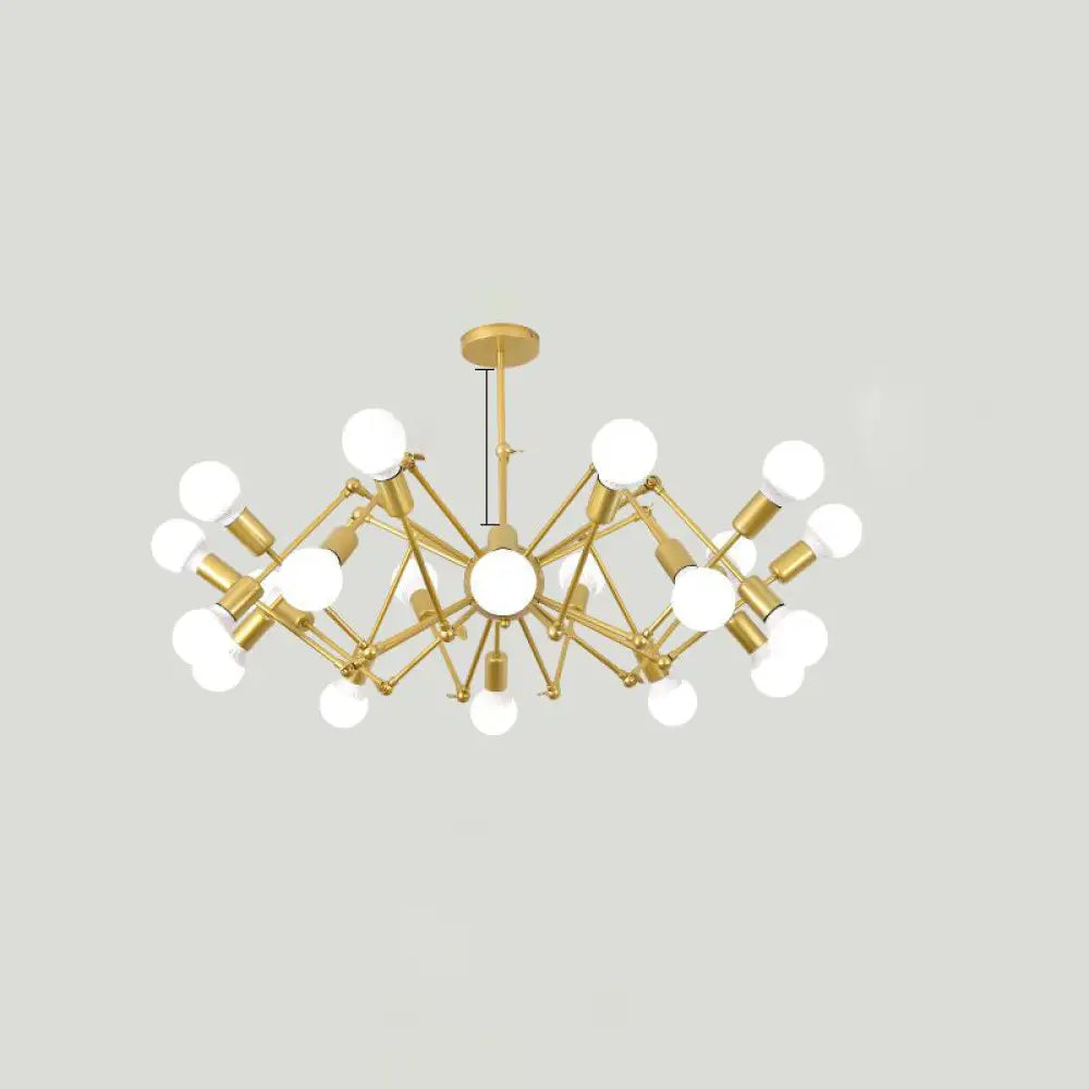 Industrial Spider Chandelier With Open Bulb Design For Clothing Shops 20 / Gold