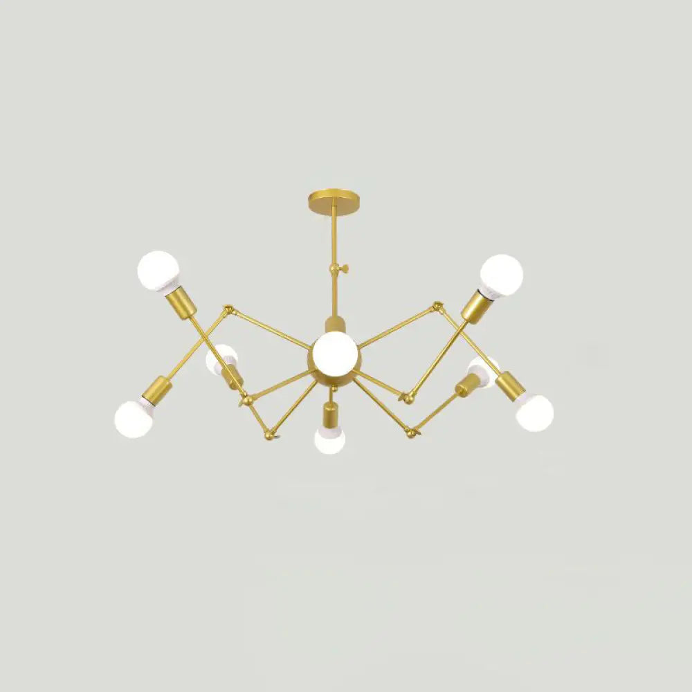 Industrial Spider Chandelier With Open Bulb Design For Clothing Shops 8 / Gold