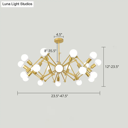 Industrial Spider Chandelier With Open Bulb Design For Clothing Shops