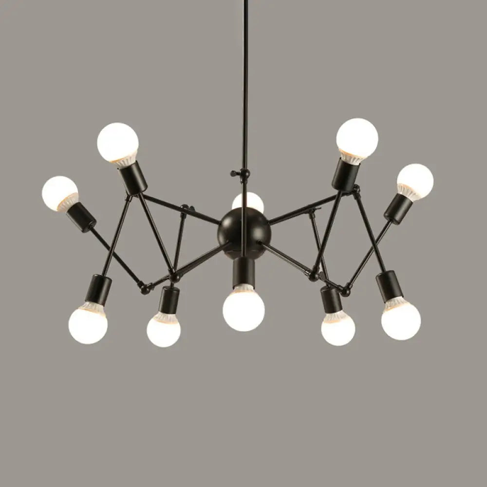 Industrial Sputnik Chandelier For Bar Or Coffee Shop 10 / Black