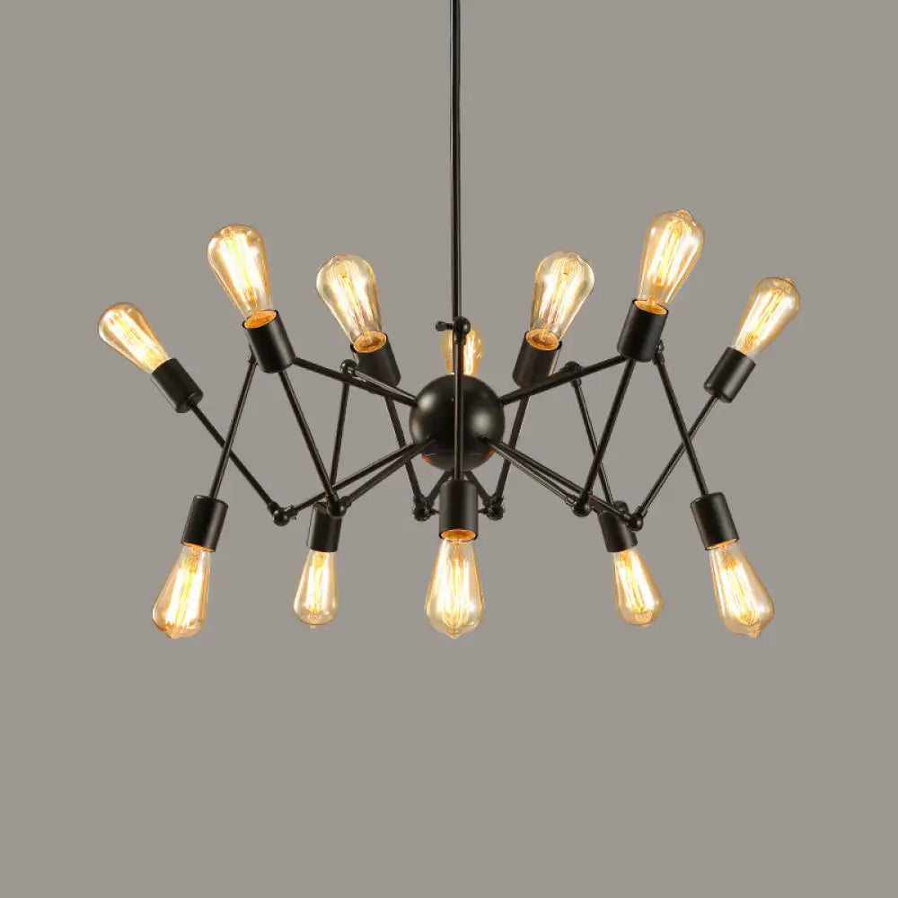 Industrial Sputnik Chandelier For Bar Or Coffee Shop 12 / Black