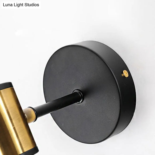 Industrial Style 1/2-Light Bedroom Sconce Wall Lamp - Black/Brass Finish With Clear Glass Shade