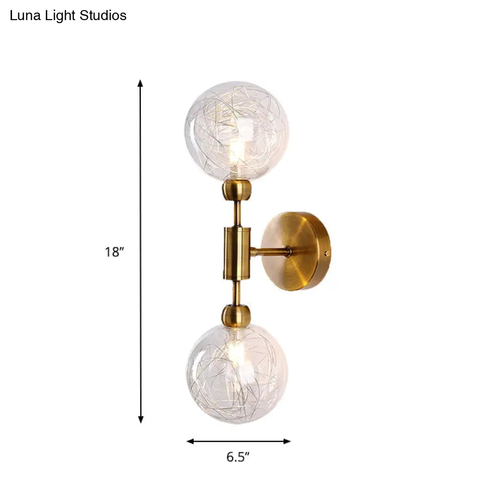 Industrial Style 1/2-Light Bedroom Sconce Wall Lamp - Black/Brass Finish With Clear Glass Shade