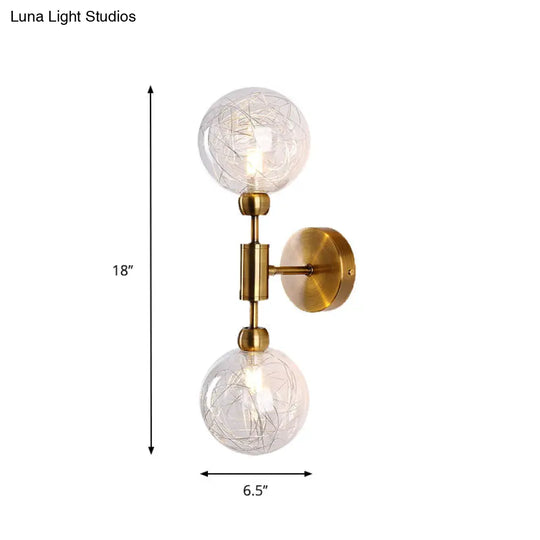 Industrial Style 1/2-Light Bedroom Sconce Wall Lamp - Black/Brass Finish With Clear Glass Shade