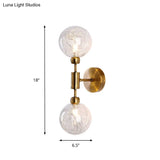 Industrial Style 1/2-Light Bedroom Sconce Wall Lamp - Black/Brass Finish With Clear Glass Shade