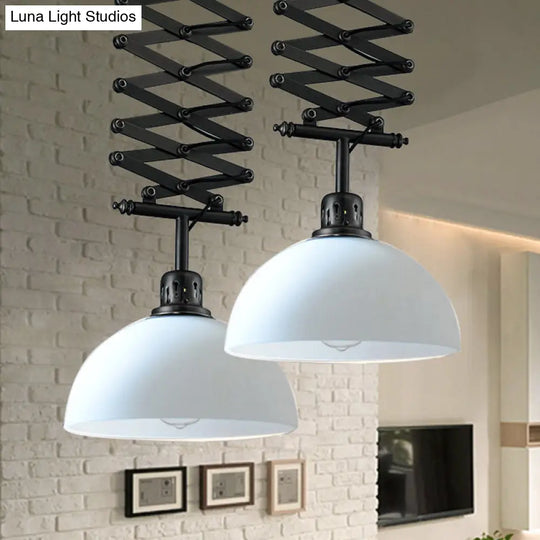 Industrial Style 1 Bulb Metal Dome Ceiling Light - Extendable Pendant For Balcony Black/White