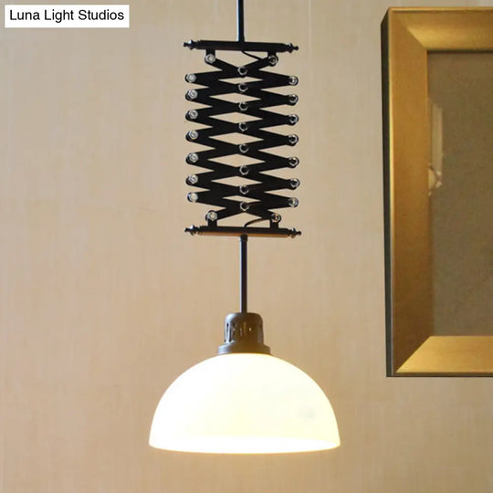 Industrial Style 1 Bulb Metal Dome Ceiling Light - Extendable Pendant For Balcony Black/White