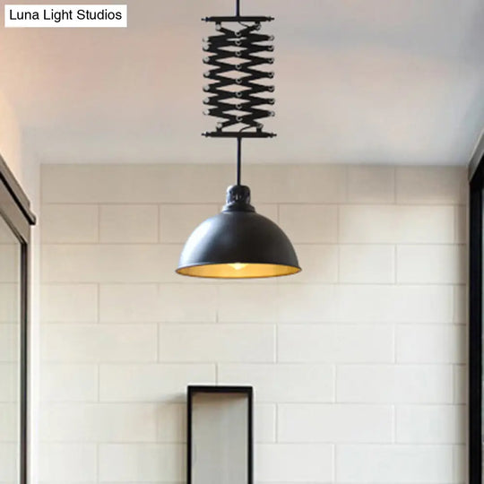 Industrial Style Dome Ceiling Light With Extendable Arm Metallic Finish 1 Bulb Black/White