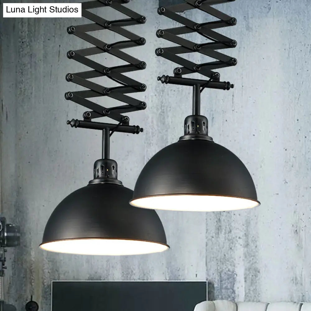 Industrial Style Dome Ceiling Light With Extendable Arm Metallic Finish 1 Bulb Black/White