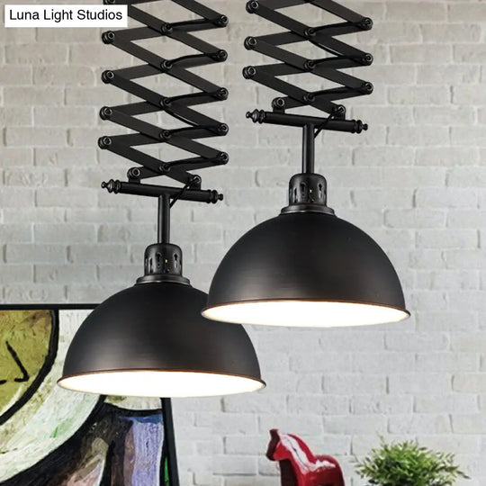 Industrial Style Dome Ceiling Light With Extendable Arm Metallic Finish 1 Bulb Black/White