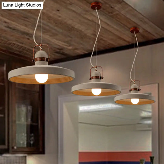 Industrial Style 1-Light Cement Ceiling Pendant With Round Shade In Rust/Black - Ideal For Kitchen