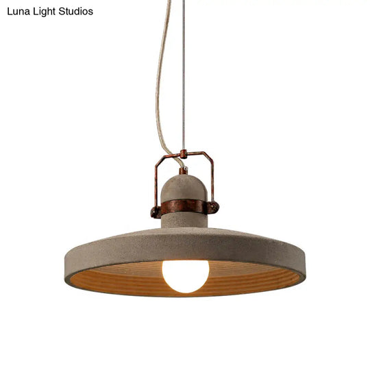 Industrial Style 1-Light Cement Ceiling Pendant With Round Shade In Rust/Black - Ideal For Kitchen