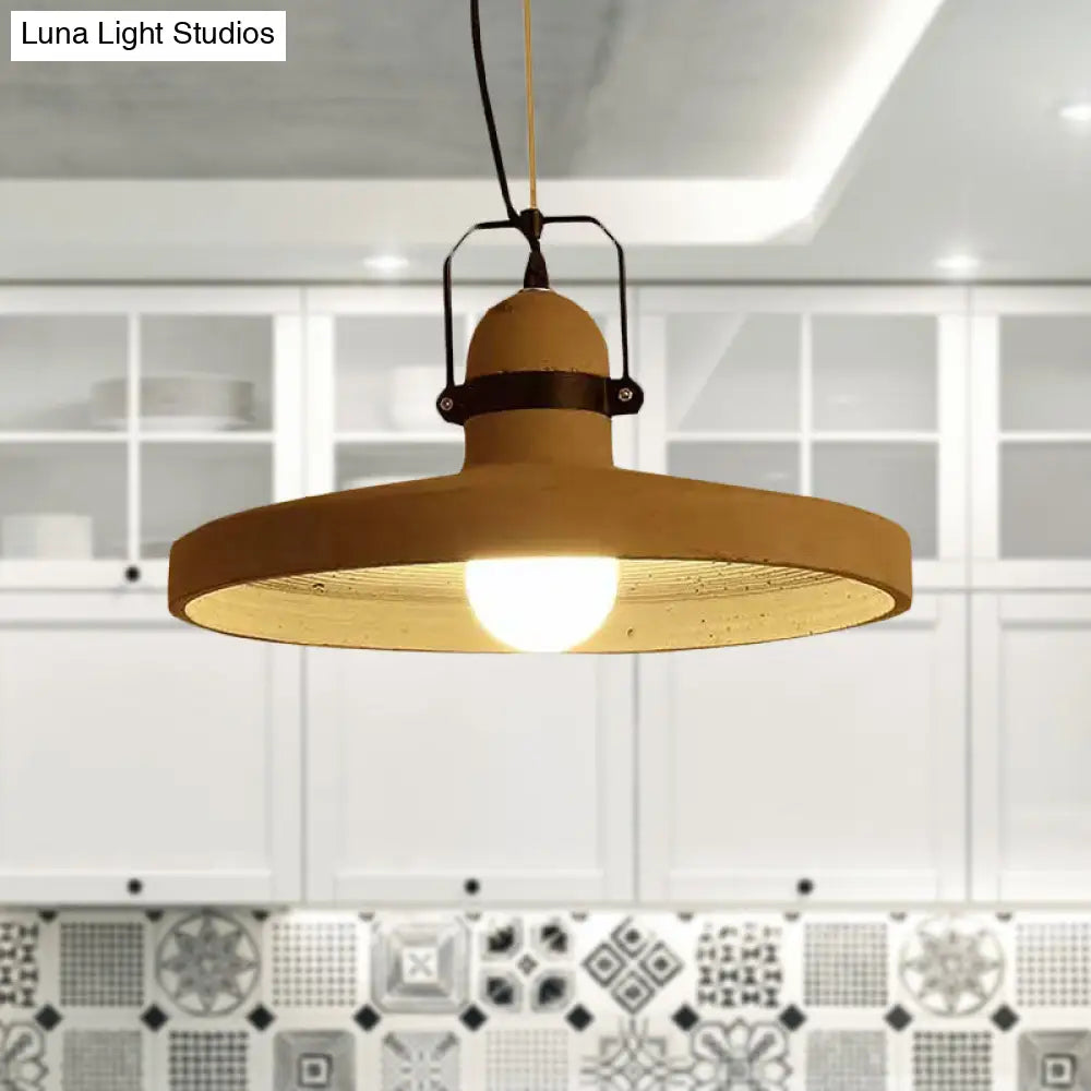 Industrial Style 1-Light Round Shade Pendant Light In Rust/Black For Kitchen Ceiling