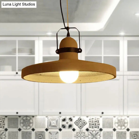 Industrial Style 1-Light Round Shade Pendant Light In Rust/Black For Kitchen Ceiling