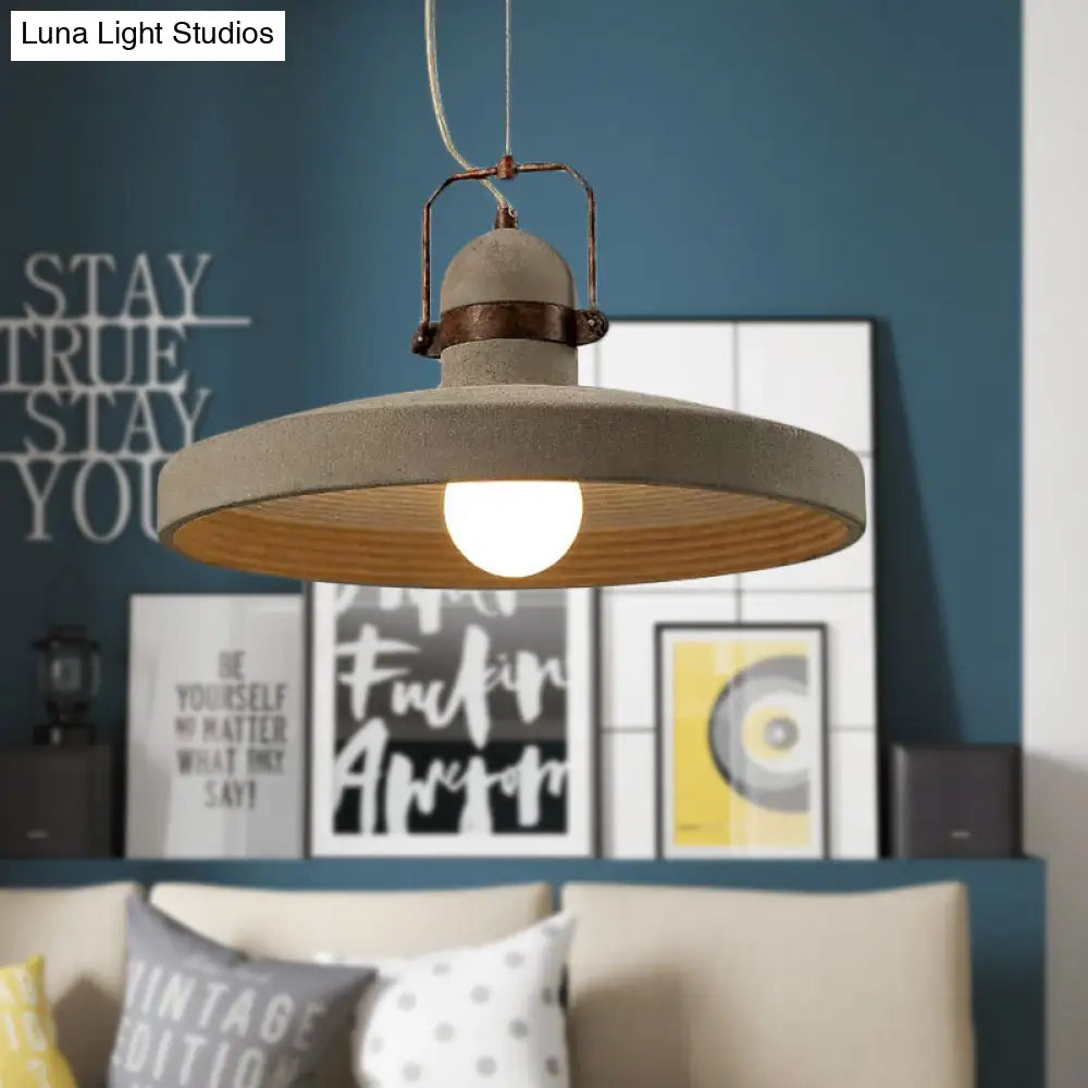 Industrial Style 1-Light Cement Ceiling Pendant With Round Shade In Rust/Black - Ideal For Kitchen