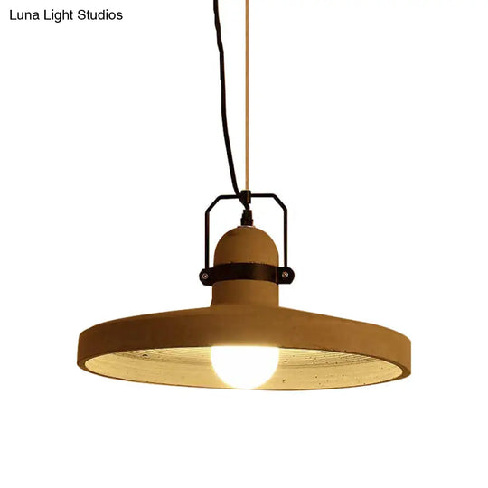 Industrial Style 1-Light Cement Ceiling Pendant With Round Shade In Rust/Black - Ideal For Kitchen