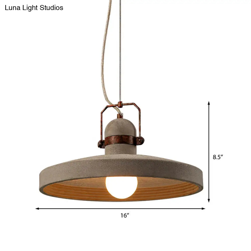 Industrial Style 1-Light Cement Ceiling Pendant With Round Shade In Rust/Black - Ideal For Kitchen