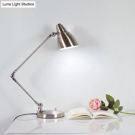 Industrial Style Adjustable Arm Reading Light - Nickel/Chrome Metal Ideal For Study Rooms And Desks