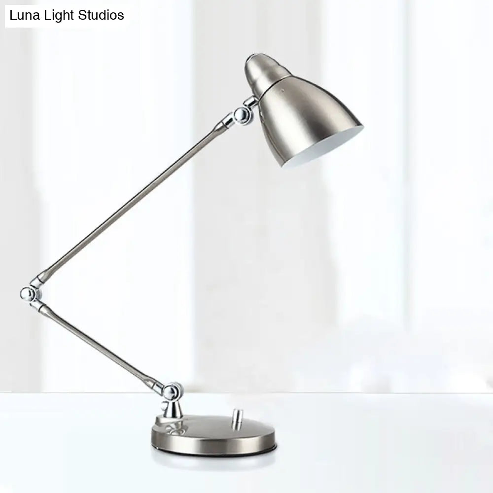 Industrial Style Adjustable Arm Reading Light - Nickel/Chrome Metal Ideal For Study Rooms And Desks