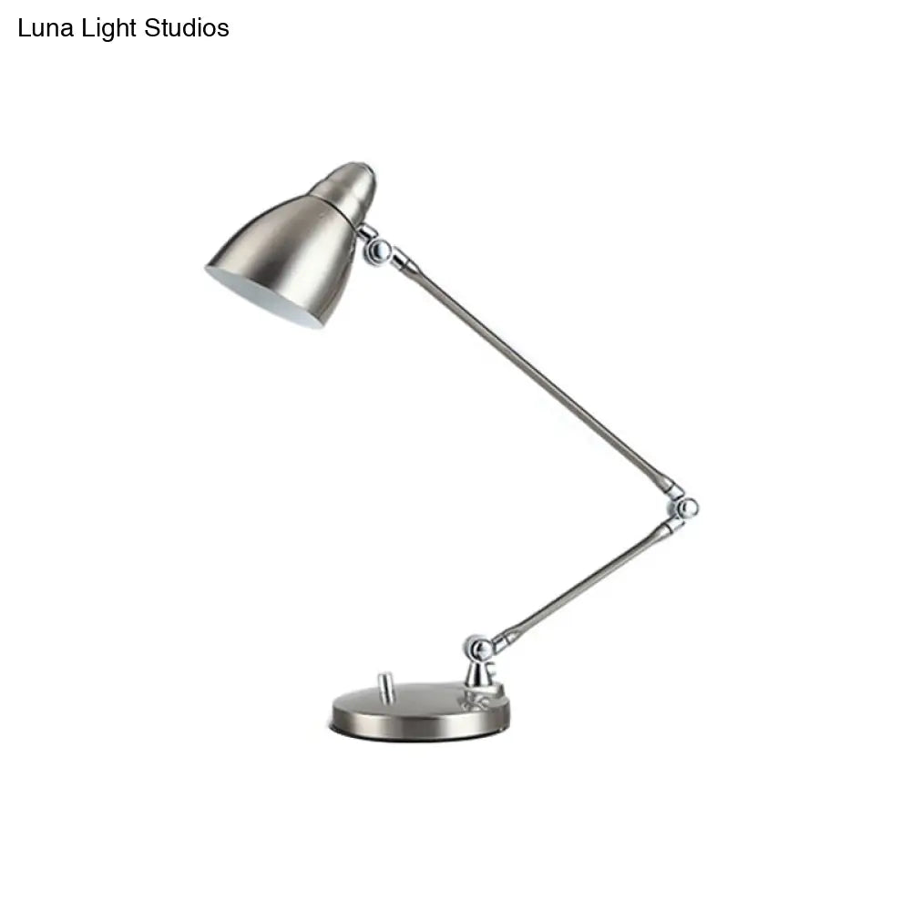 Industrial Style Adjustable Arm Reading Light - Nickel/Chrome Metal Ideal For Study Rooms And Desks