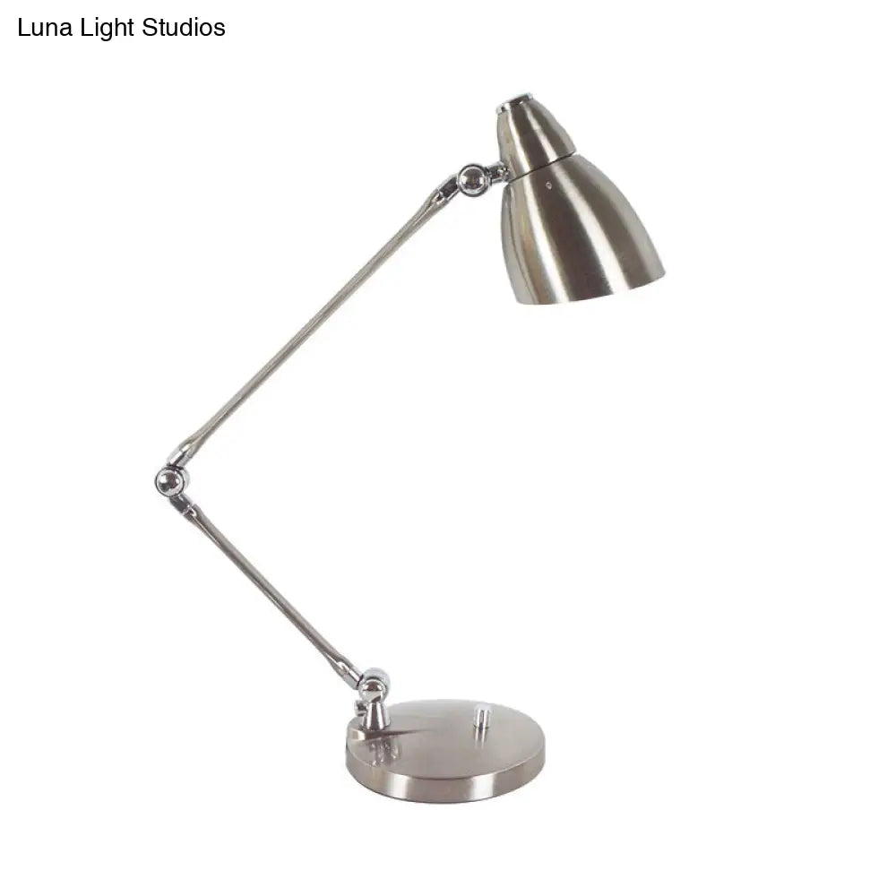 Industrial Style Adjustable Arm Reading Light - Nickel/Chrome Metal Ideal For Study Rooms And Desks