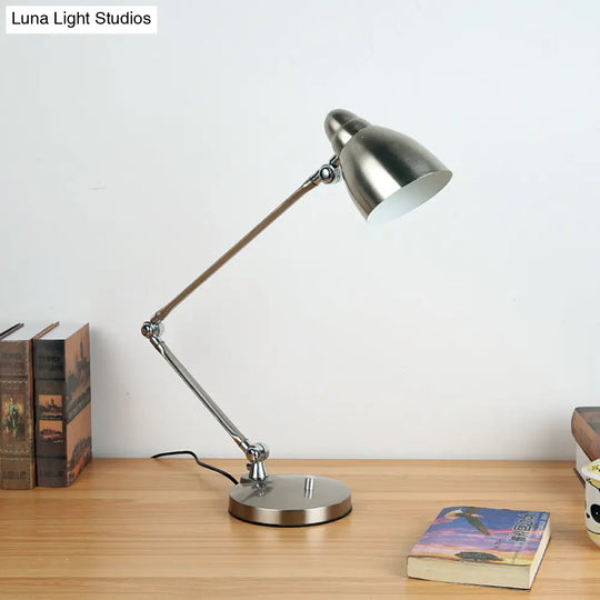 Industrial Style Adjustable Arm Reading Light - Nickel/Chrome Metal Ideal For Study Rooms And Desks