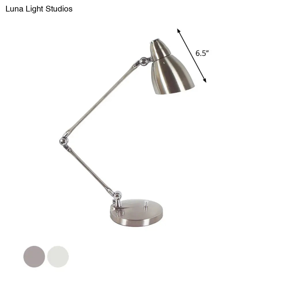 Industrial Style Adjustable Arm Reading Light - Nickel/Chrome Metal Ideal For Study Rooms And Desks