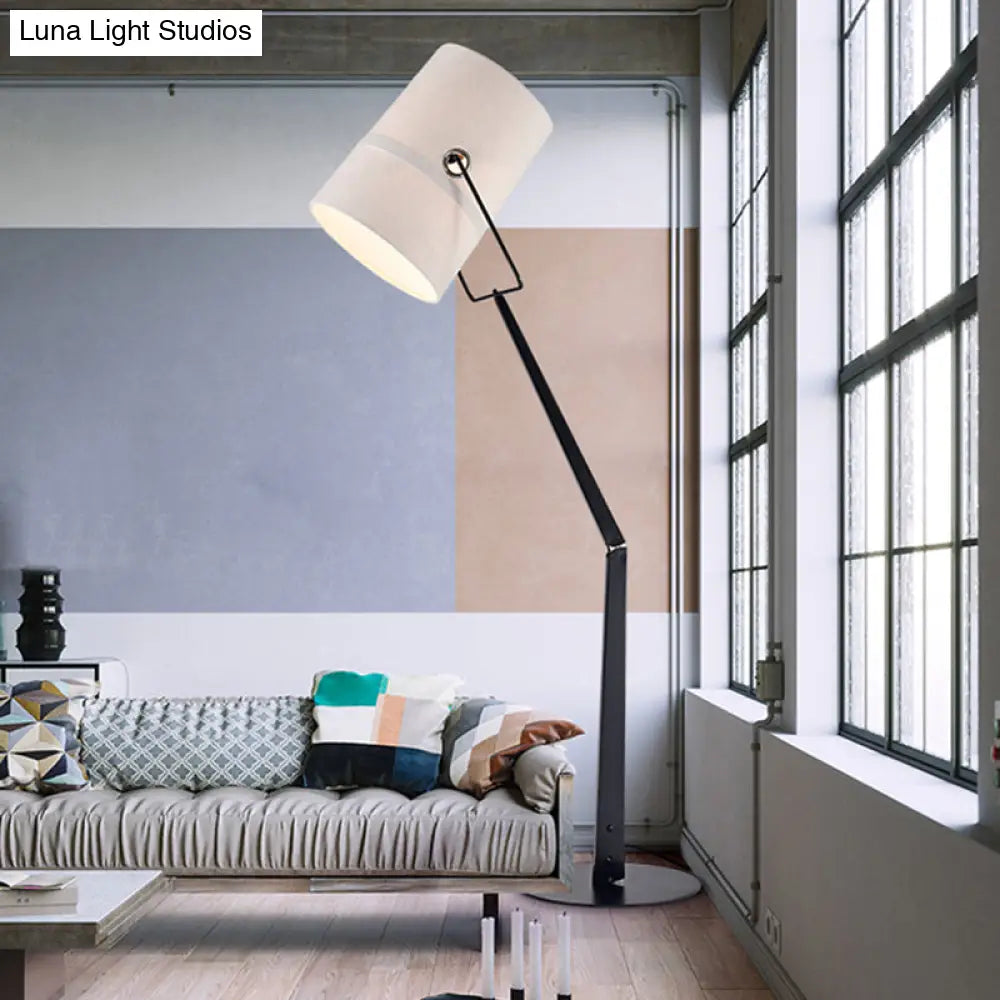 Industrial Style Adjustable Floor Lamp In White - Perfect For Single Bedrooms