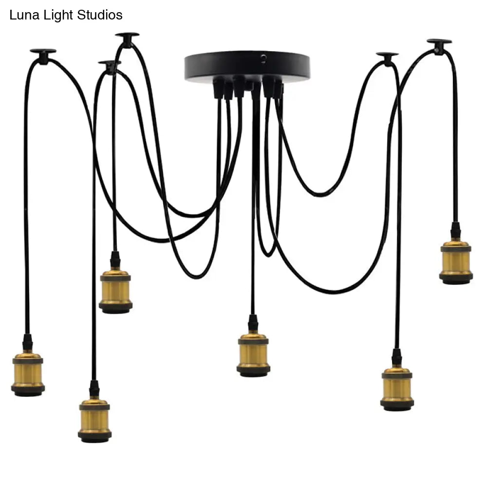 Industrial Style Aluminum Multi Pendant Light With 6 Spider-Style Drop Ceiling Lights For Bar