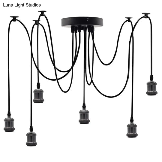 Industrial Aluminum Spider Multi-Pendant Bar Light With 6 Drop Lights