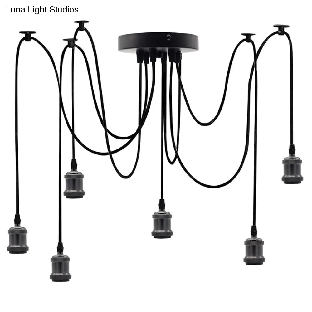 Industrial Style Aluminum Multi Pendant Light With 6 Spider-Style Drop Ceiling Lights For Bar
