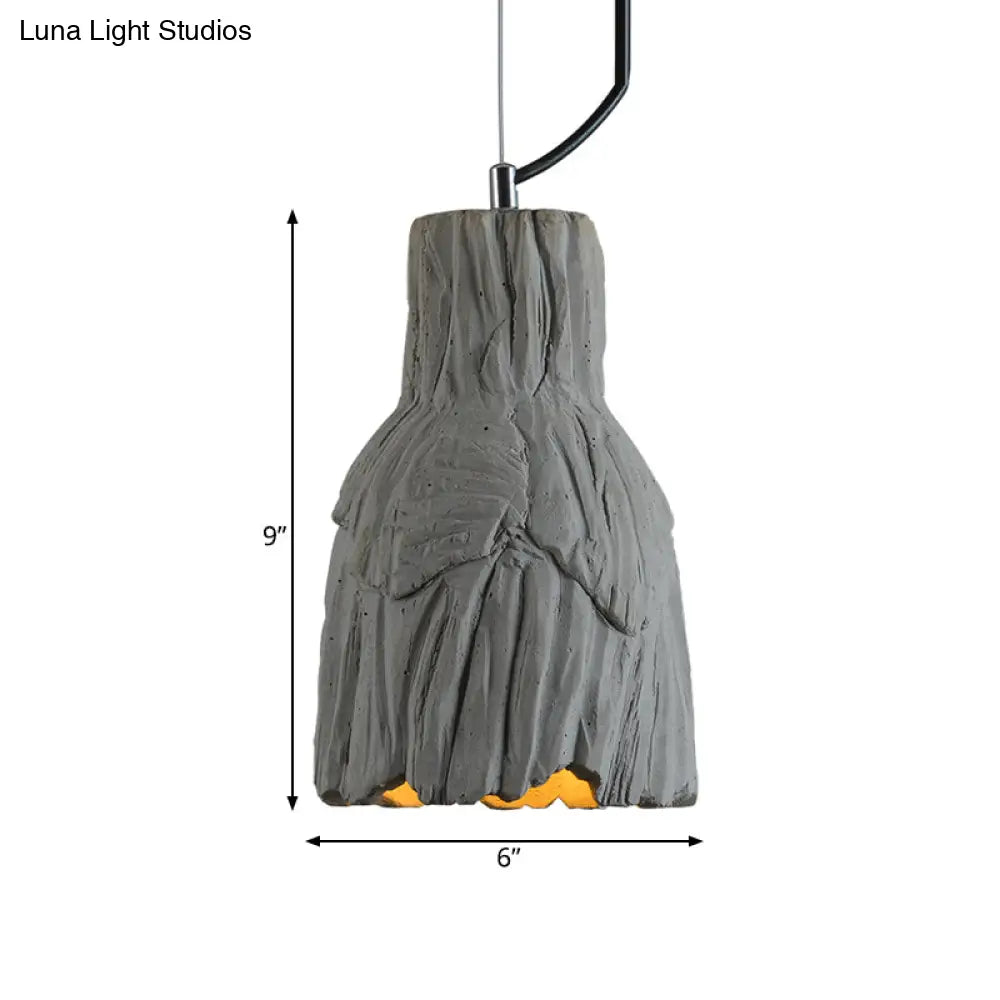 Industrial-Style Barn/Domed Ceiling Pendant Lamp In Grey 6’/12’ Wide - Cement Hanging Light Fixture