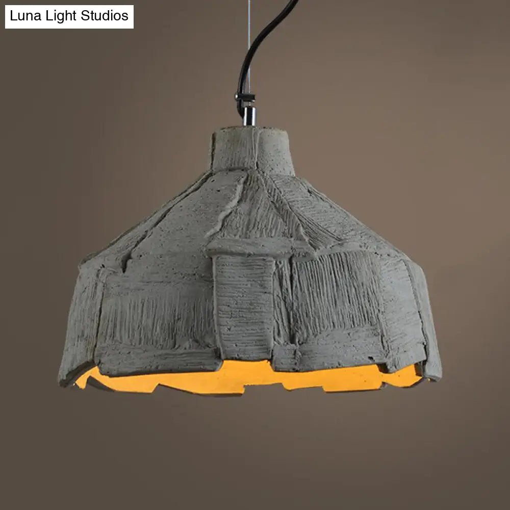 Industrial-Style Hanging Pendant Lamp - Cement Ceiling Light Grey (6/12 Wide)