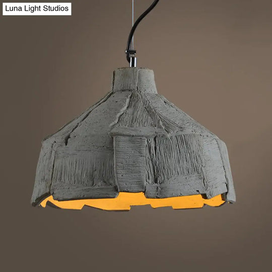 Industrial-Style Hanging Pendant Lamp - Cement Ceiling Light Grey (6/12 Wide)