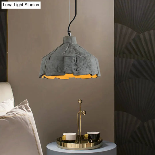 Industrial-Style Hanging Pendant Lamp - Cement Ceiling Light Grey (6/12 Wide) / 12