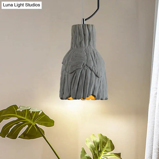 Industrial-Style Hanging Pendant Lamp - Cement Ceiling Light Grey (6/12 Wide) / 6