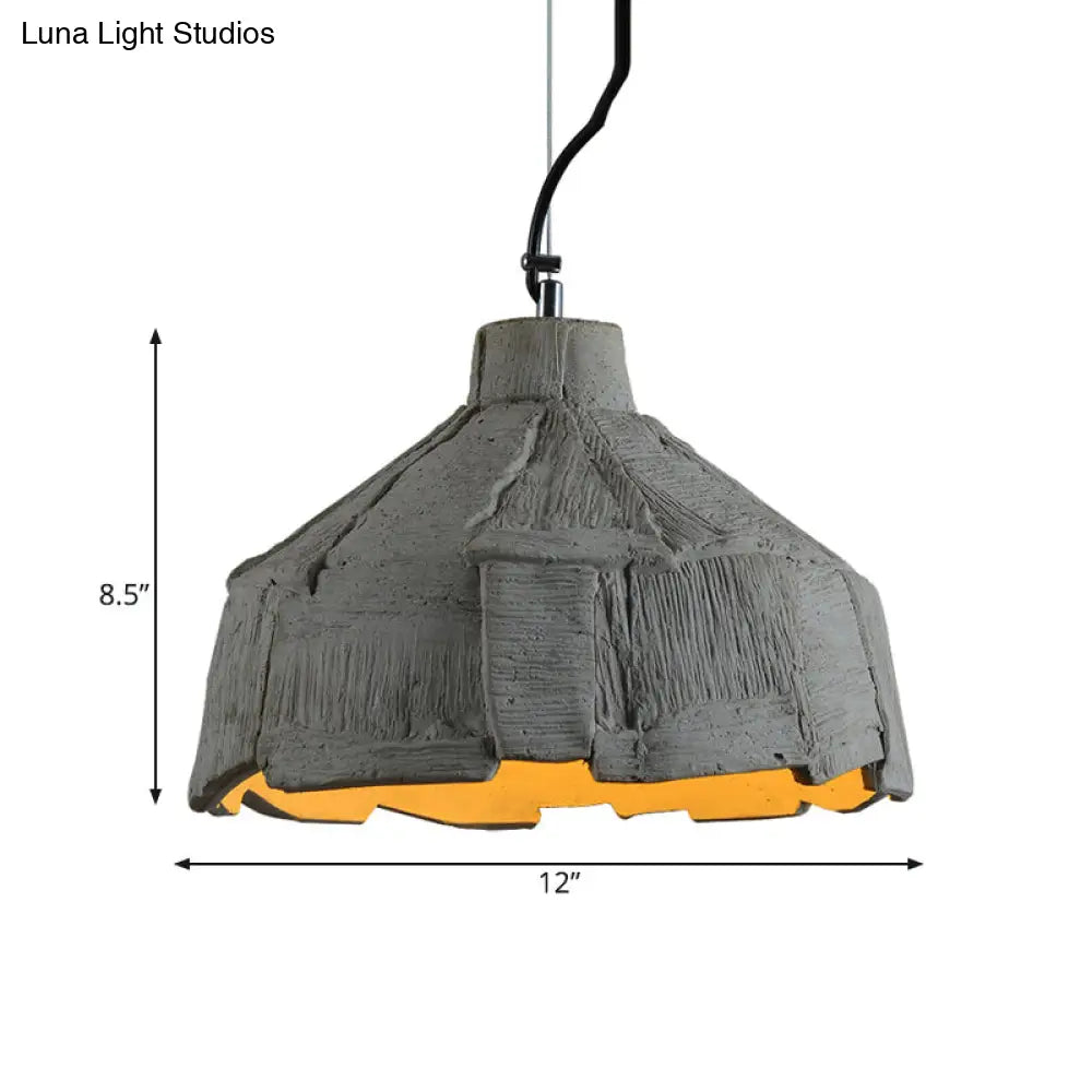 Industrial-Style Hanging Pendant Lamp - Cement Ceiling Light Grey (6/12 Wide)