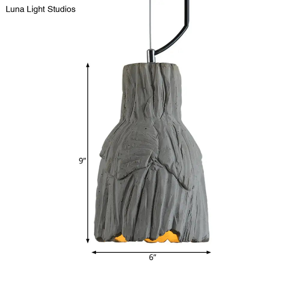 Industrial-Style Hanging Pendant Lamp - Cement Ceiling Light Grey (6/12 Wide)