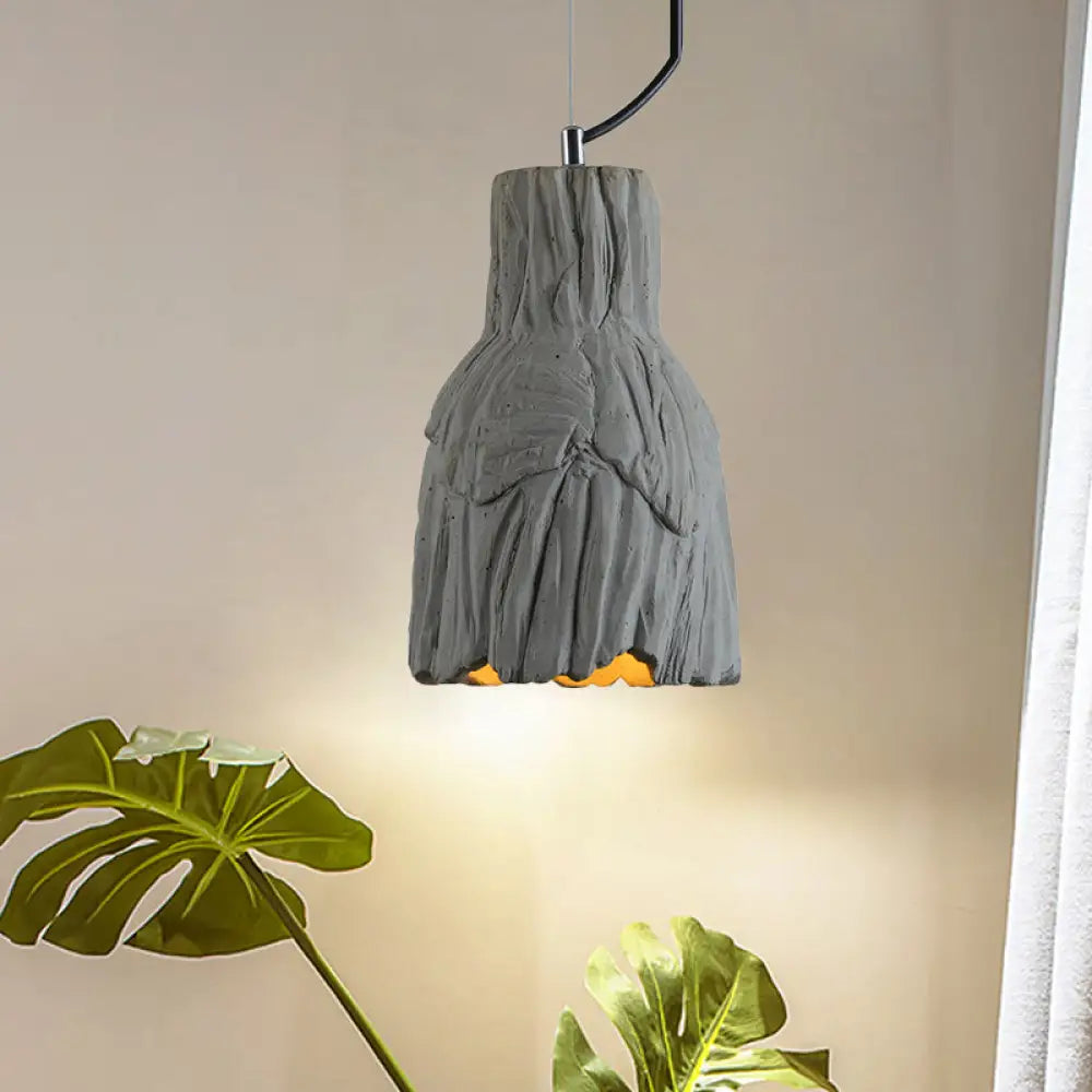 Industrial-Style Barn/Domed Ceiling Pendant Lamp In Grey 6’/12’ Wide - Cement Hanging Light