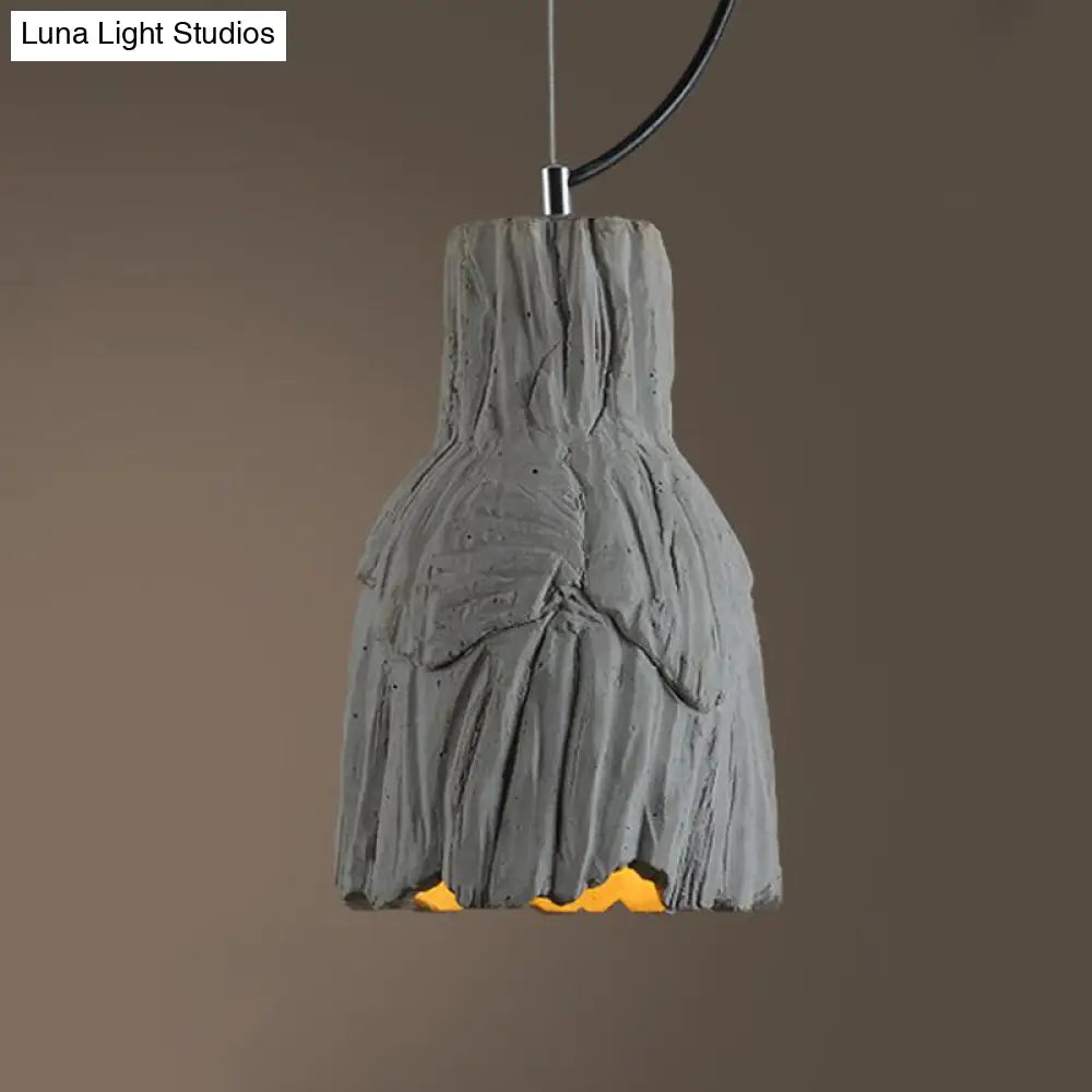 Industrial-Style Hanging Pendant Lamp - Cement Ceiling Light Grey (6/12 Wide)